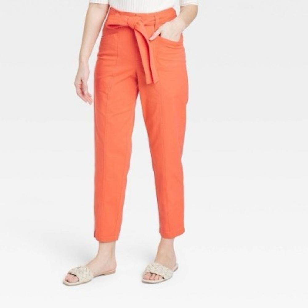 Women's High-Rise Tapered Ankle Tie-Front Pants - A New Day 2 NWOT